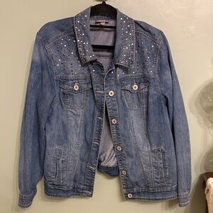 Roz & Ali Blue Studded Jean Jacket